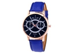 Reloj De Moda Casual Unisex De Cuarzo Con Correa De Cuero Zhoulianfa (azul)