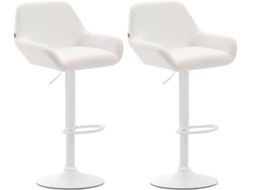 Conjunto de 2 bancos de bar Braga em imitação de pele branco/branco CLP