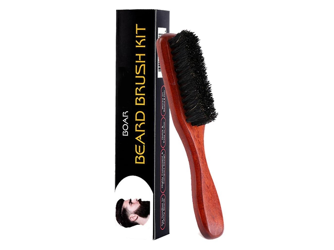 Escova De Barba Com Cabo Longo E Cerdas Macias, Ideal Para Viagens. Cor Marrom.