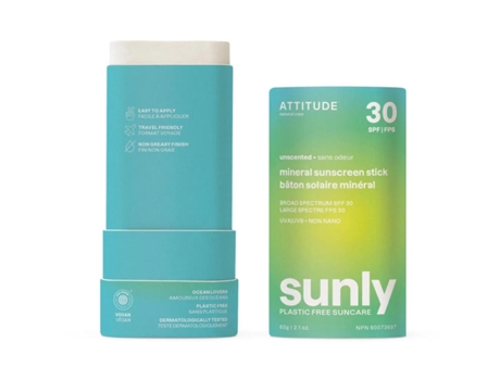 Crema Solar Stick Sin Perfume Sunly 30 Spf Attitude 60g