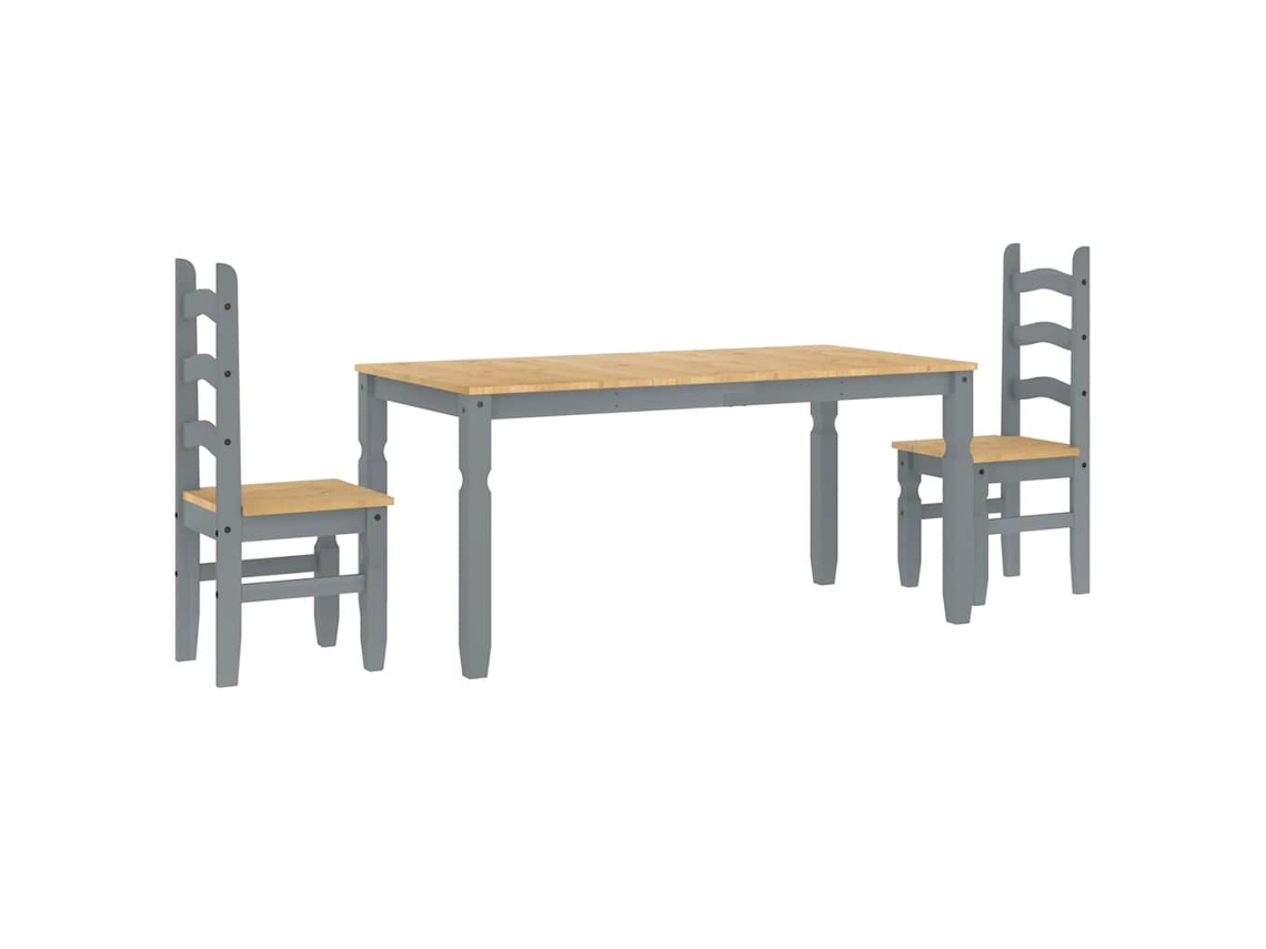 Conjunto 3 de jantar VIDAXL Cinzeto Madeira de pinho