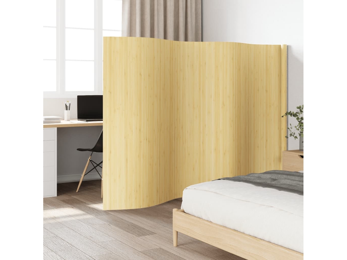 Vidaxl Divisória Largura 400 Cm Altura 165 Cm Bambu Cor Natural Clara