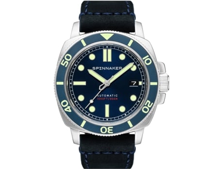 Relógio masculino azul couro real Hull Diver automático Sp-5088-02 SPINNAKER