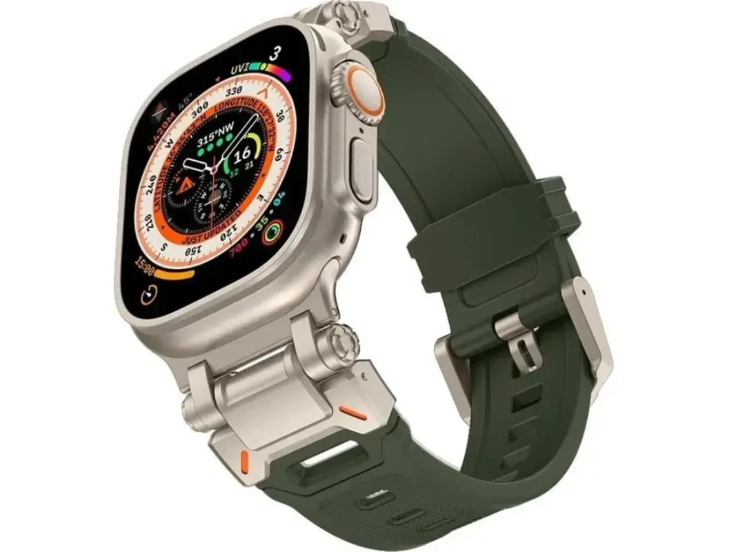 Pulseira Szsmart Flexisteel para Apple Watch Series 10 42 mm, verde e prata