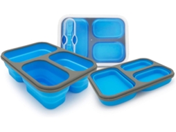 Caixa Dobrável Para Bento, Com Garfo, Tampa, Anti Vazamento, Bpa Livre, Espaço Econômico