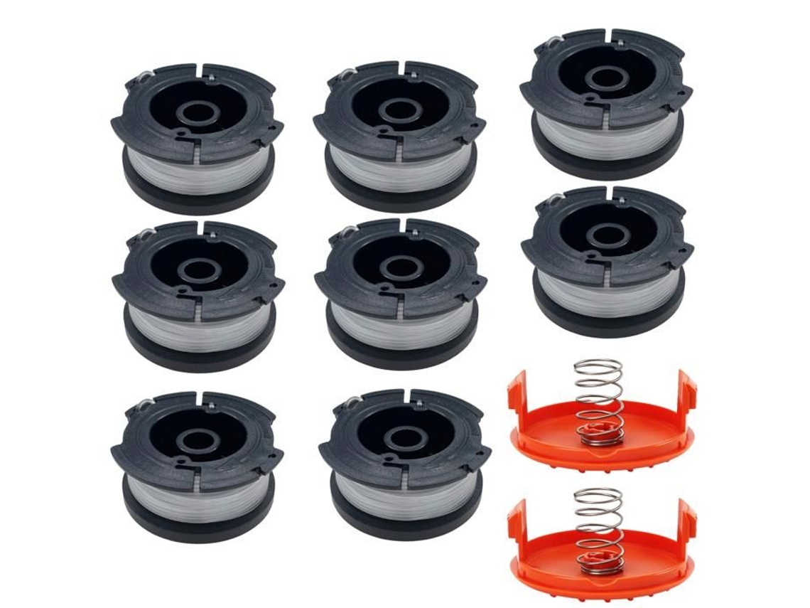 Kit com 8 Carretéis de Fio para Aparador de Grama AQUAFORGE, compatível com Black+decker A6481 Ø 1
