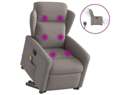 Vidaxl Poltrona Elétrica Elevatória Massagens Tecido Cinza-acastanhado