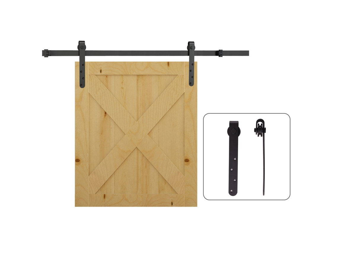 Conjunto Ferragens de para Portas Deslizantes 180 Cm Conjunto Completo com Trilhos, Rolos, Dispositivos Anti rachadura Aço Carbono