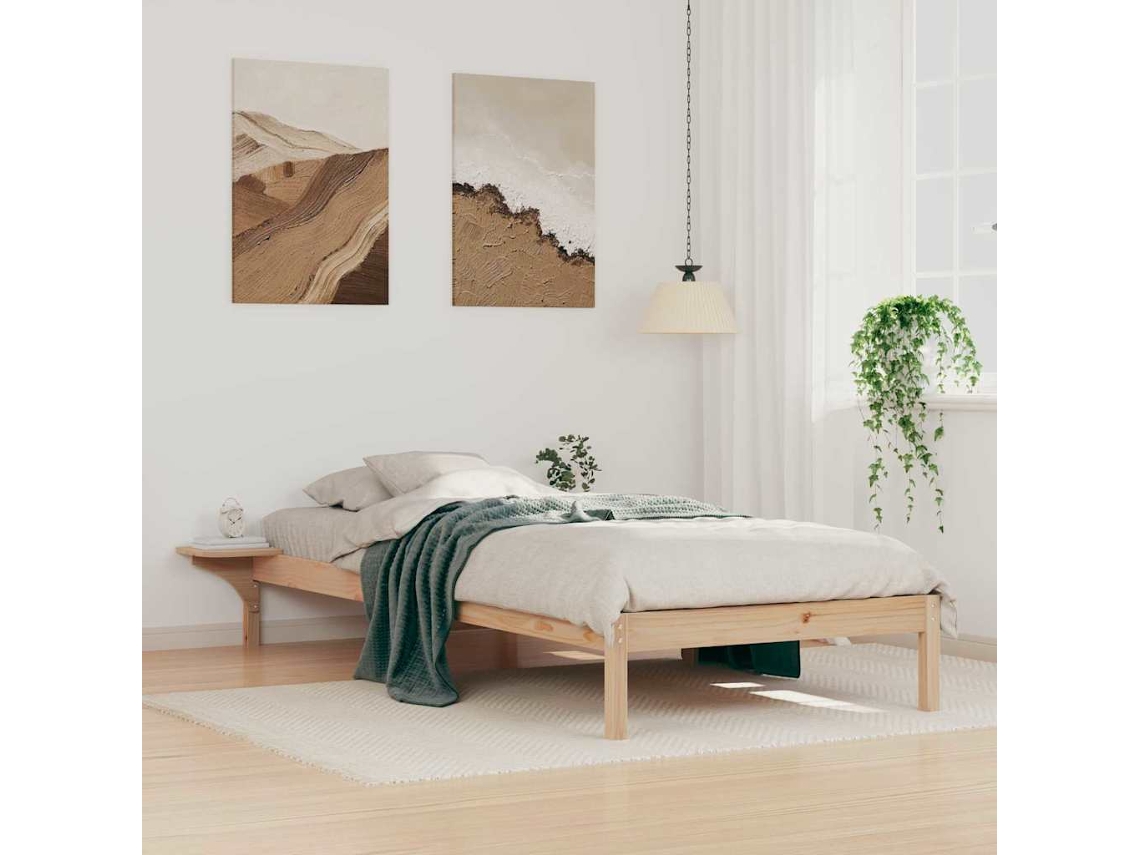 Vidaxl Cama Com Mesas Laterais Natural 100 X 220 Cm