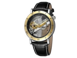 Reloj Mecánico Automático Para Hombre Forsining Con Dial Personalizado Oro Negro