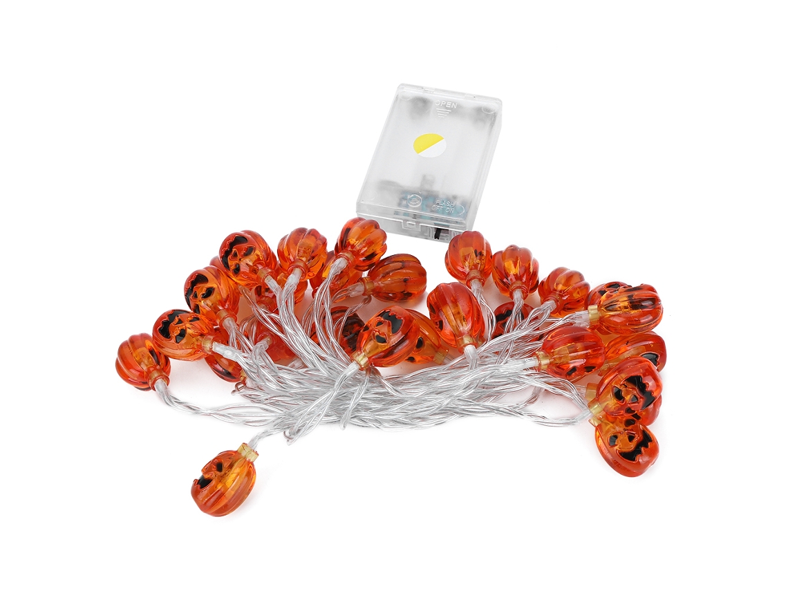 Corda De Luz 30 Leds Forma De Abóbora De Acrílico 4.5m