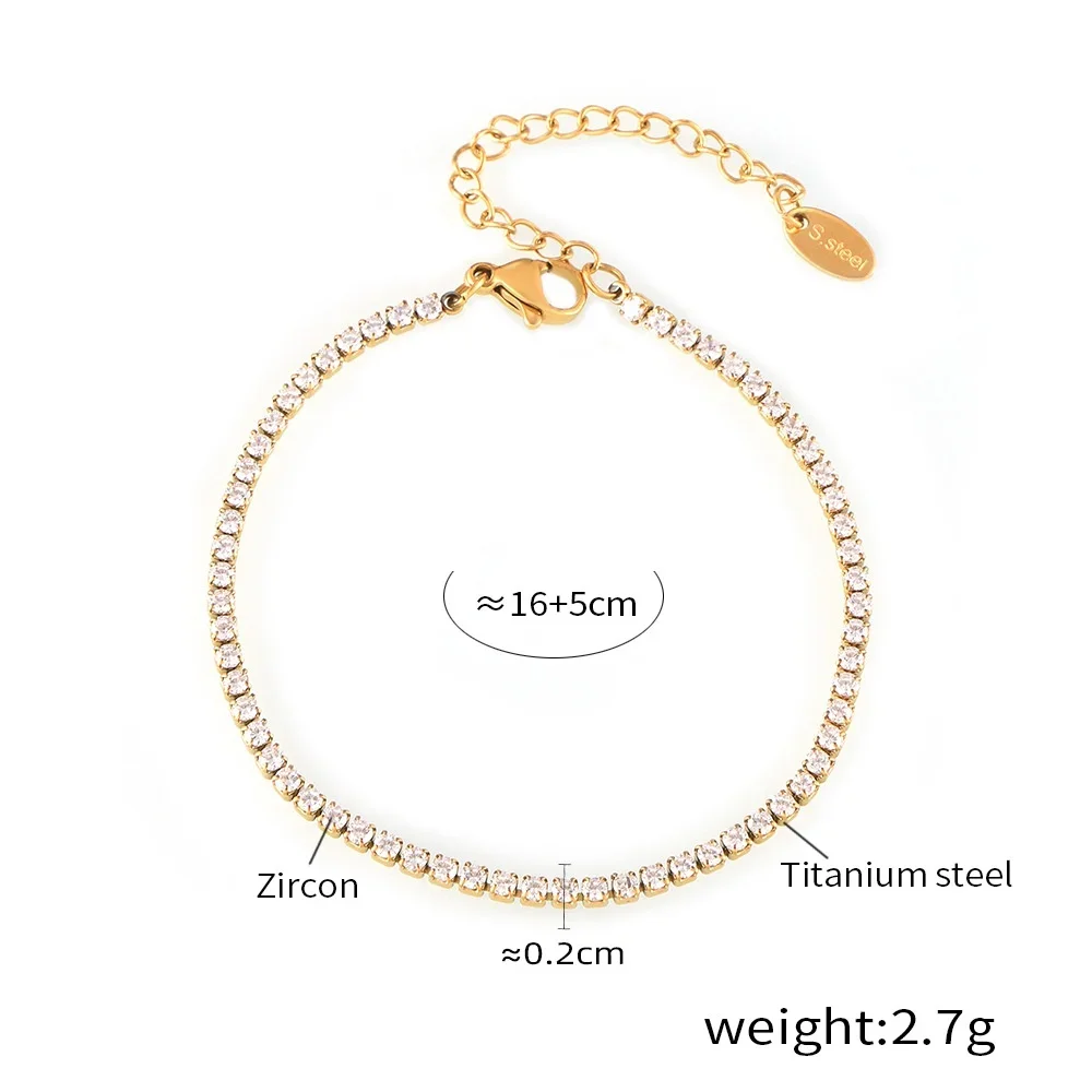 Pulseira Delicada De Corrente Plana Em Formato De Coração Com Zircônias Brilhantes.
