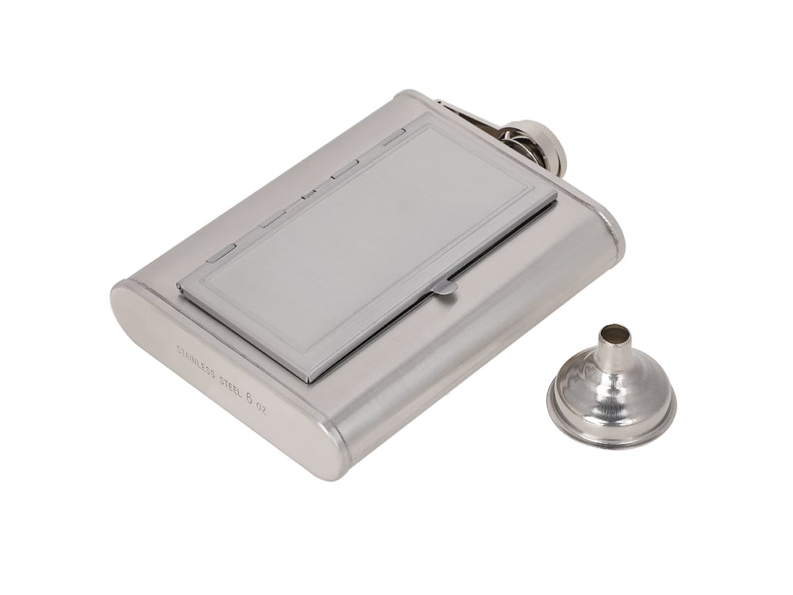 Case para Cigarros e Hip Flask de Aço Inoxidável com Funil | S/MARCA