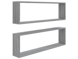 Conjunto de Prateleiras Cubo 2 Peças Derivado da Madeira Cinza Sonoma MAISON EXCLUSIVE (100x15x30 cm)