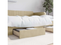 Gavetas De Cama 2 Pcs Derivados De Madeira E Tecido Cor Creme