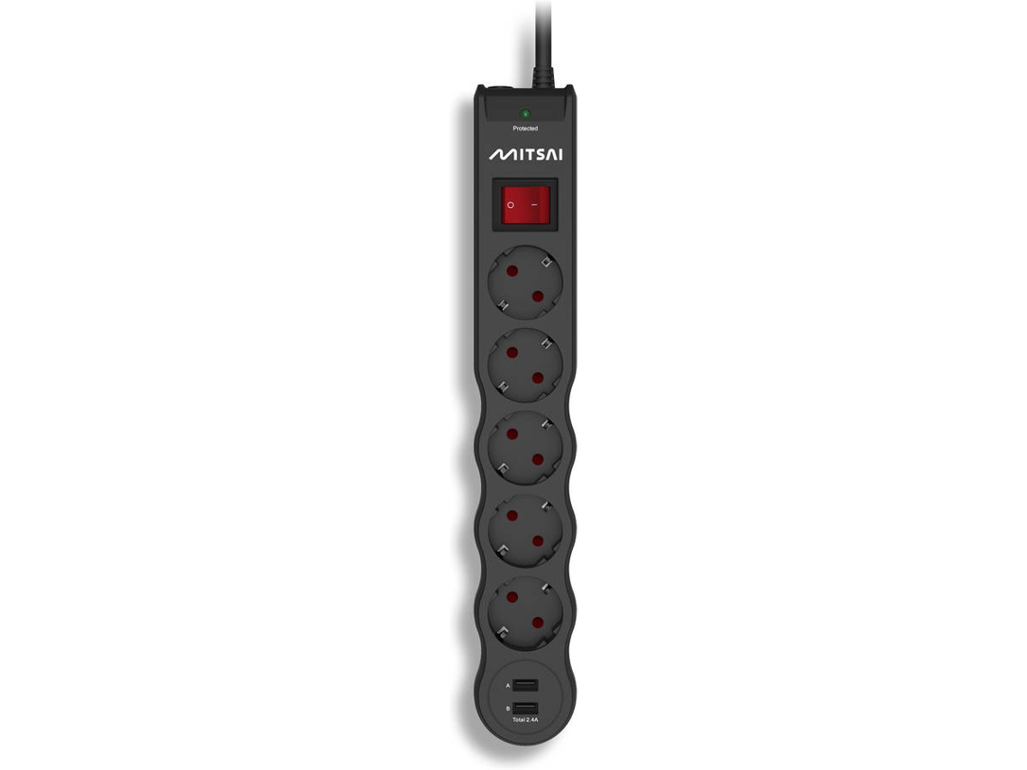 SUPRESSOR PICOS MITSAI 5AC+2USB-A 1,5M