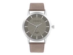 Reloj De Pulsera De Cuarzo Con Correa De Cuero Pu Para Mujer Y Hombre Estilo Casual Gris