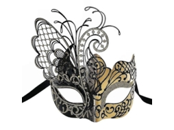 Máscara feminina de metal em formato de borboleta com strass para festas de carnaval, Mardi Gras, fantasias e casamentos (dourada)