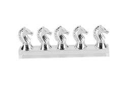 Suporte magnético para unhas postiças, em formato de cabeça de cavalo, para exibição de pontas de unhas, prateado.