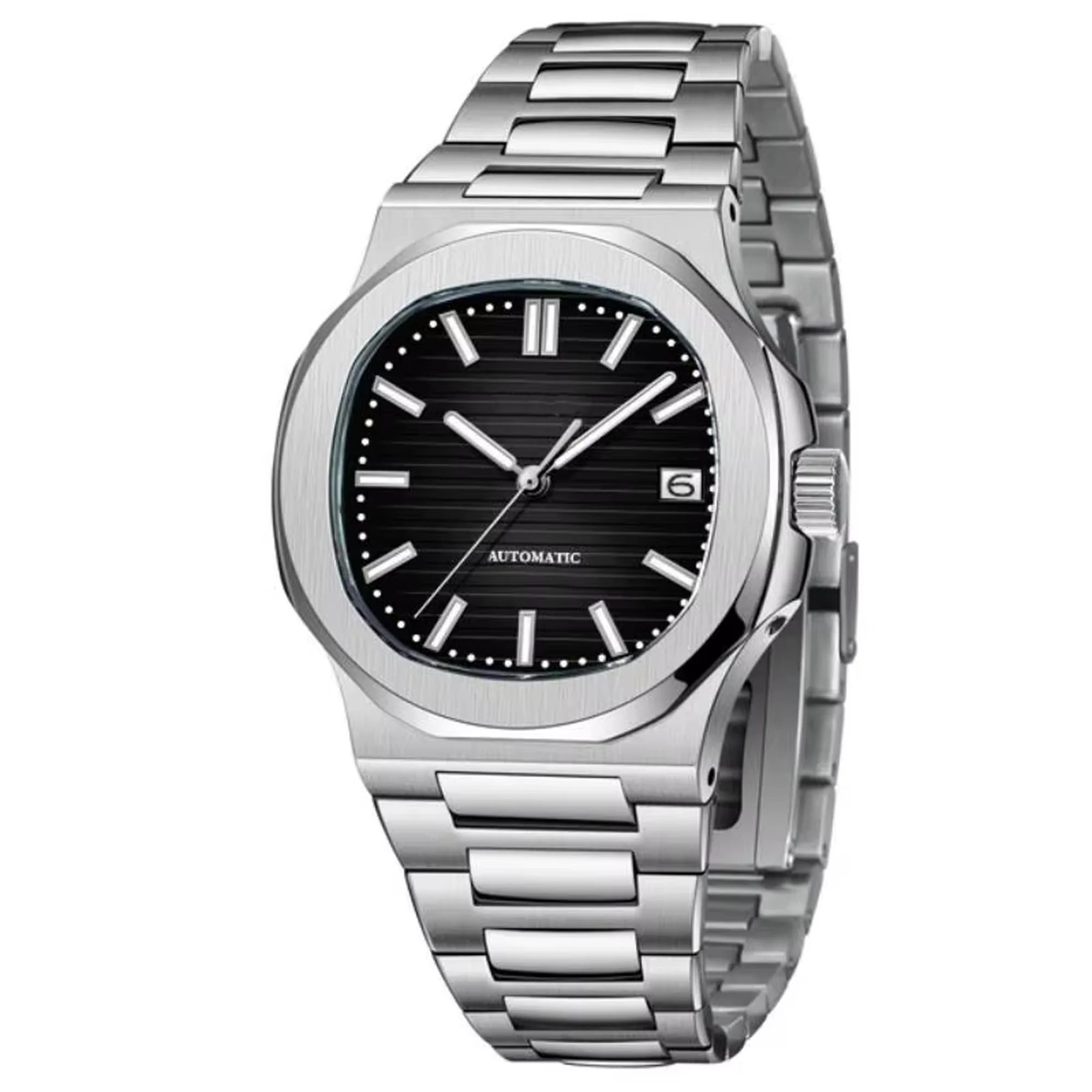 Relógio Masculino Automático Mecânico De 40 Mm (preto), Caixa Em Aço Inoxidável Com Cristal De Safira.