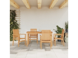 Vidaxl 5 Pcs Conjunto De Jantar P/ Jardim Madeira De Teca Maciça