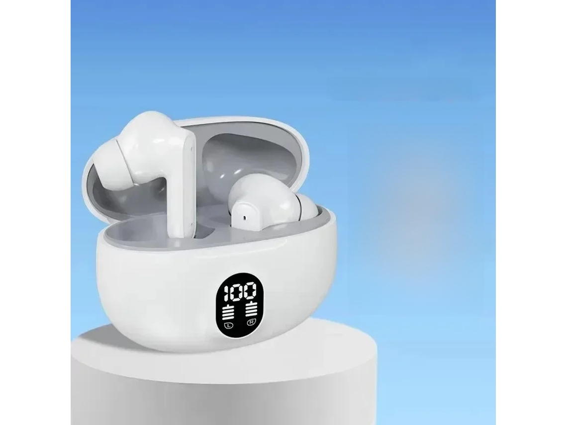 FONES DE OUVIDO SEM FIO MDUG à prova d'água com microfone e cancelamento de ruído (brancos)