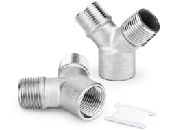 Conexão em Y 3/8'' BSP - Conexão de 3 vias - Tubo de aço inoxidável 304 - Distribuidor de rosca - Conector macho/fêmea - Confiáo Conexão, Impermeáve