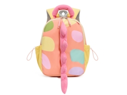 Mochila Eifson Dinossauro com Cauda 3D, 30x23x10cm, Rosa Claro