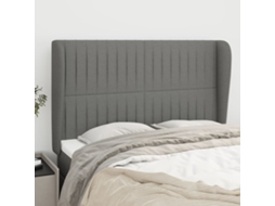 Vidaxl Cabeceira Cama C/ Abas Tecido 147x23x118/128 Cm Cinzento-escuro