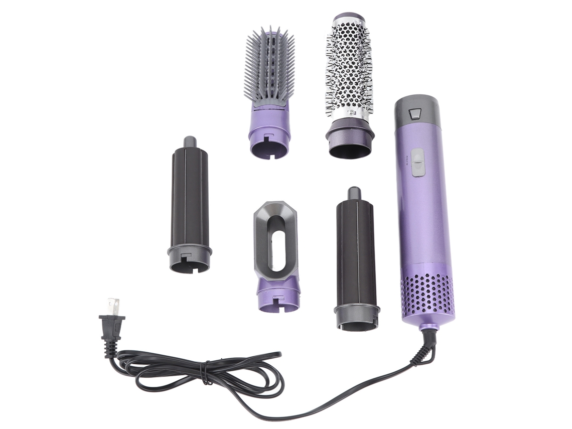 2026 conjunto de Pente Secador de Ar Caliente 5 em 1 Multifuncional para Pentear Cabelo Liso e Cachado Roxo