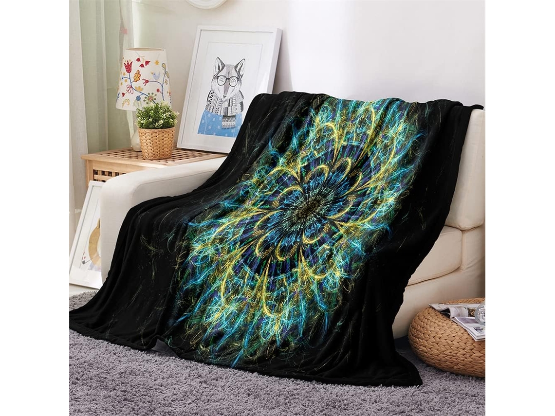 Manta de Flanela Fansu Estampa Mandala 3d Macia e Felpuda Ideal para o Inverno Perfeita Cama Ou Sofá Adequada