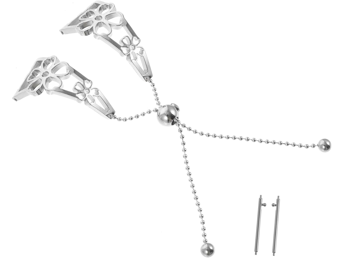 Relógio Com Pulseira Vazada De Aço Inoxidável Prateado E Detalhe