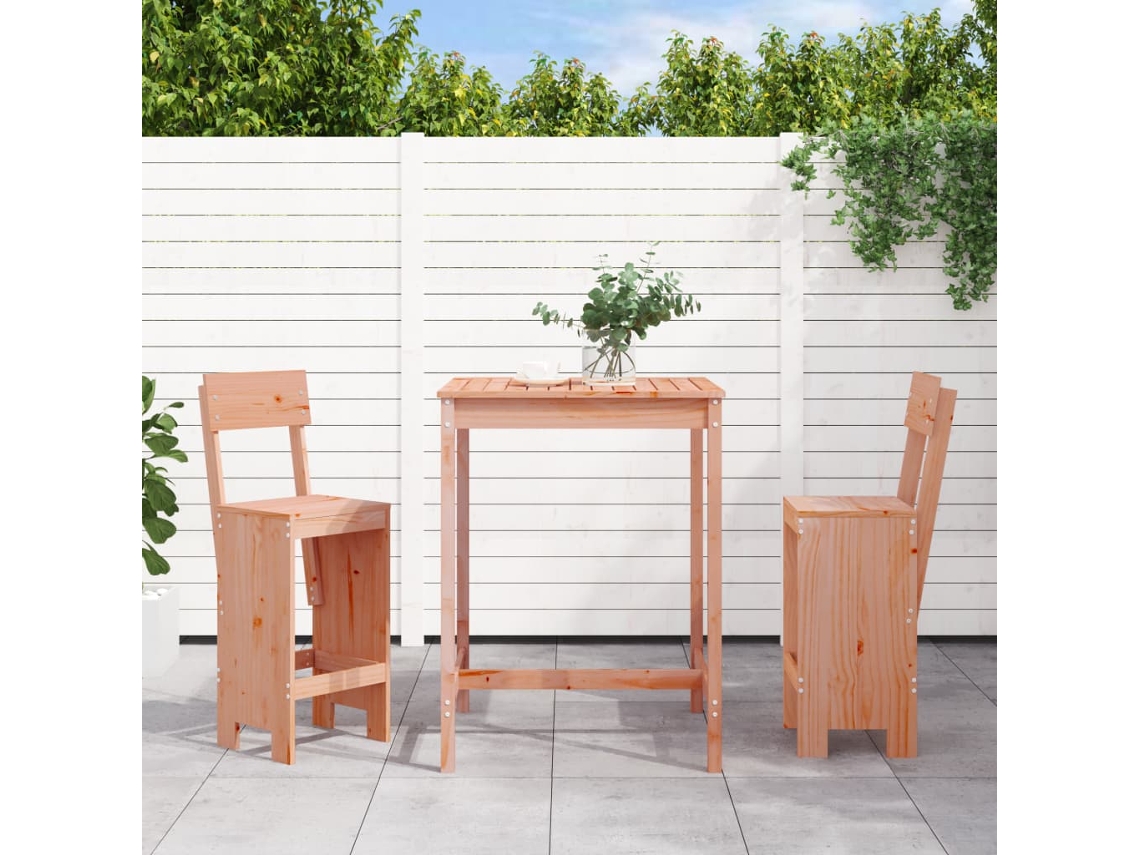 Vidaxl 3 Pcs Conjunto De Bar Para Jardim Madeira De Douglas Maciça