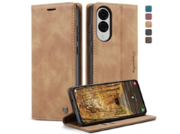 Capa Para Samsung Galaxy S25 Edge 5g Multifuncional Horizontal De Couro Marrom