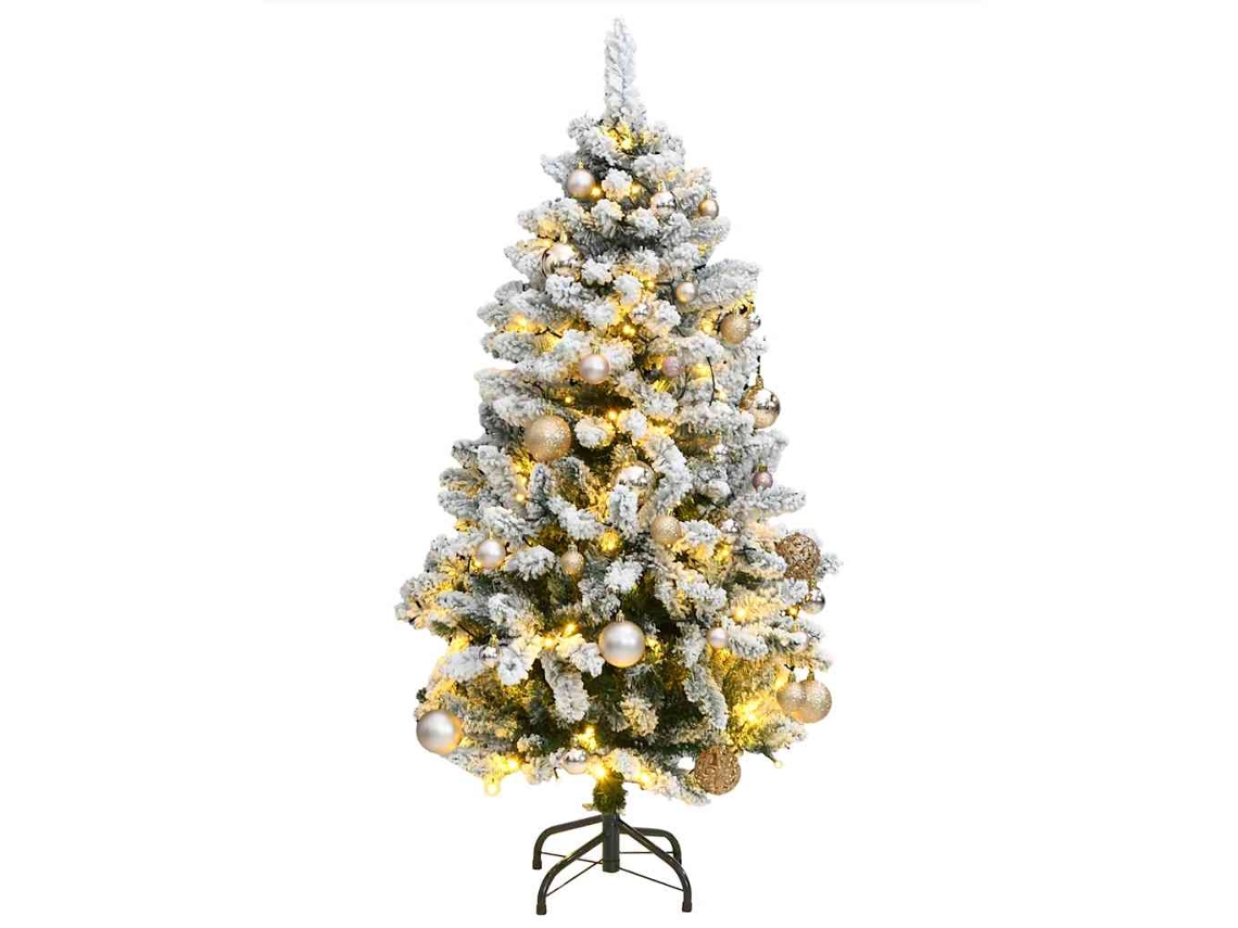 Árvore De Navidade Artificial Com Dobradiças 150 Led E Bolas 150 Cm