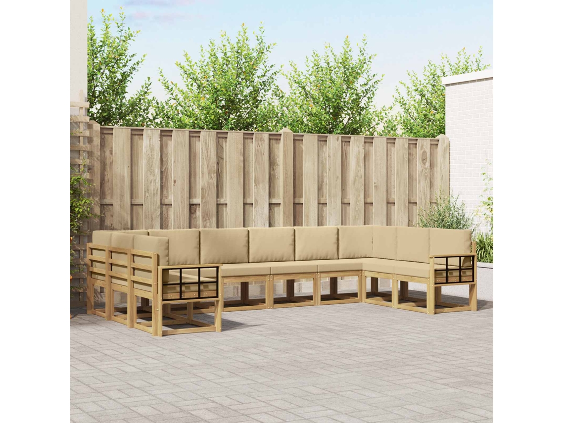 Vidaxl Conjunto De Sofás Para Exterior 10 Unid. Branco E Bege