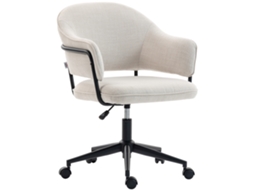 Cadeira De Escritório Creme Ergonômica De Malha, Altura Ajustável, Giro 360°, 63×65×83-92 Cm