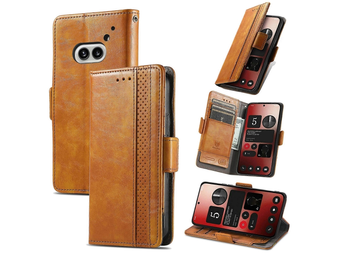 Capa De Couro Caseneo Com Fecho Magnético Duplo Para Celular Nothing Phone 2a