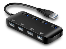 Usb 3.0 Hub Power Strip, Multi 4 Ultra Slim Múltiplas Portas Usb Com Leds De Chave De Alimentação Individuais Bestvite (preto)