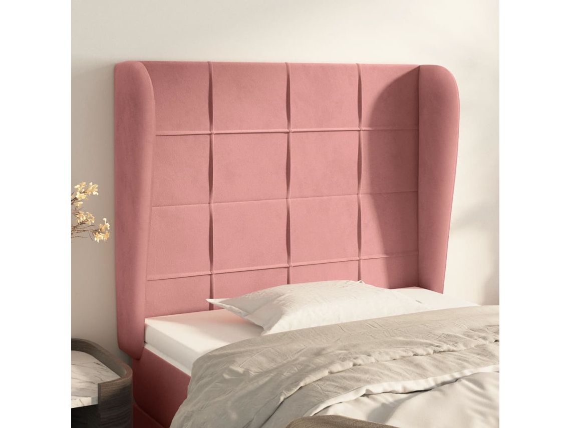 Vidaxl Cabeceira De Cama C/ Abas Veludo 93x23x118/128 Cm Rosa