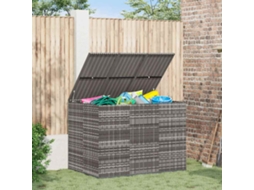 Vidaxl Caixa Para Almofadões De Jardim 145x100x103 Cm Vime Pe Cinzento