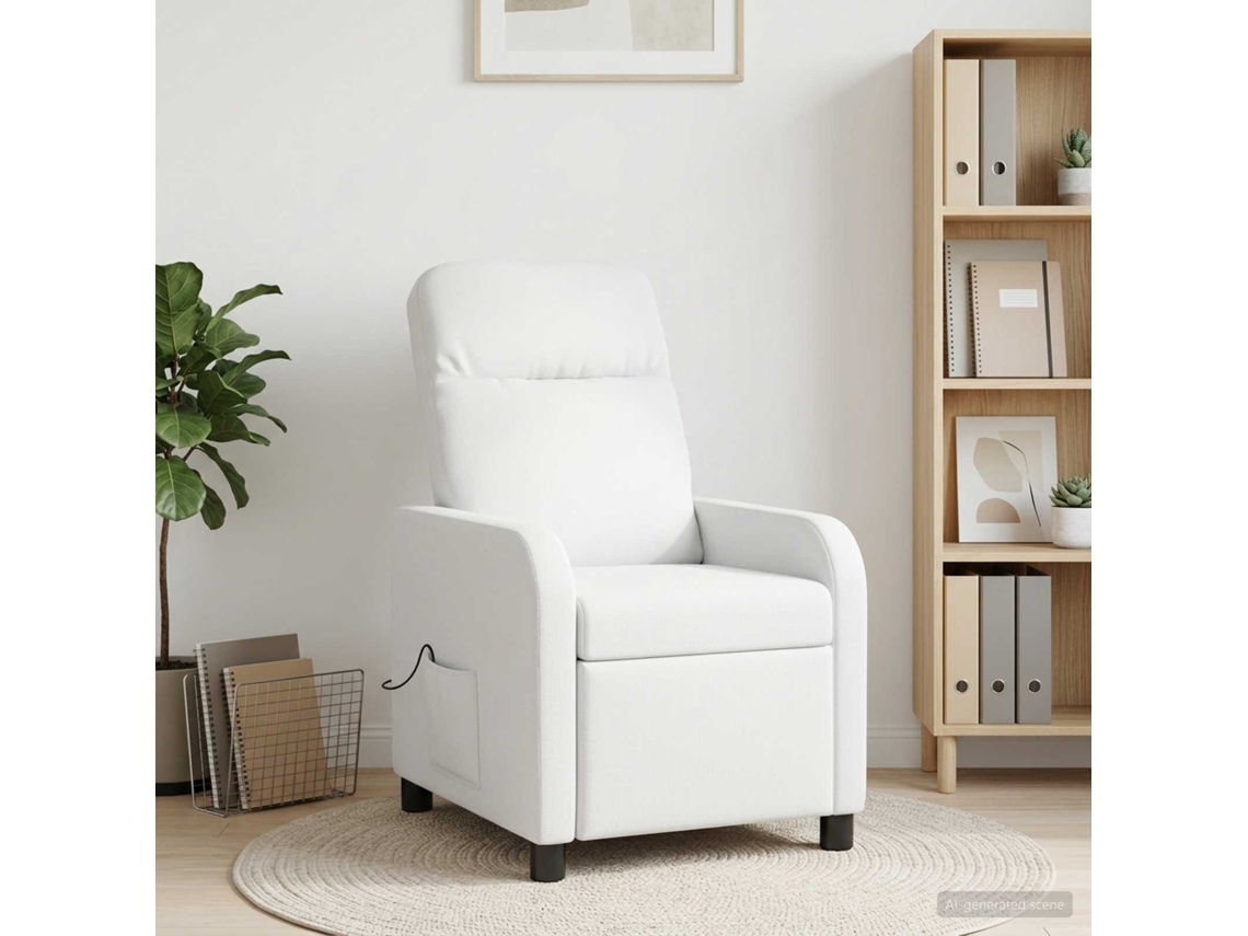 Vidaxl Recliner De Massagem Branco Tecido