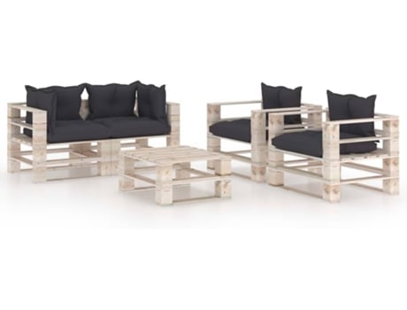 Conjunto Lounge  Com Almofadão (Antracite - Madeira - 80 x 67.5 x 62 cm)