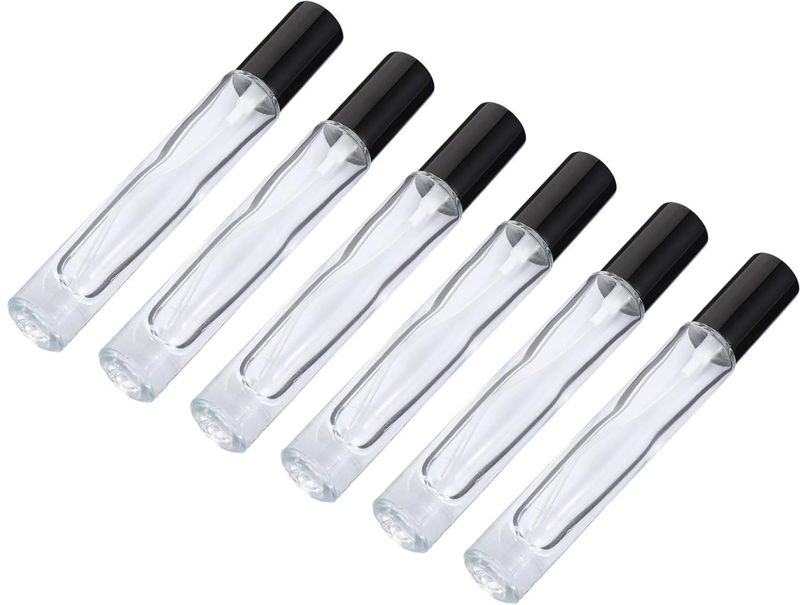 Conjunto de 6 frascos spray de vidro vermelho recarregáveis