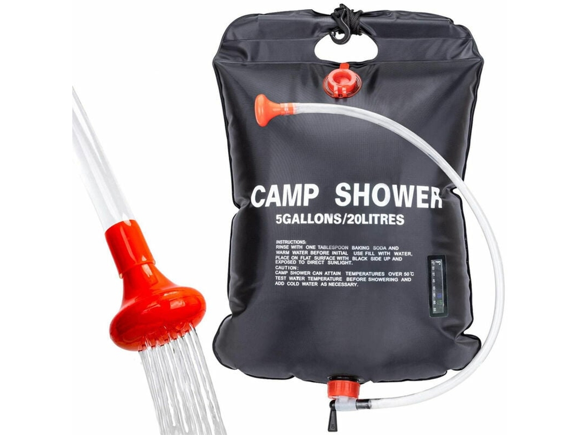Bolsa Chuveiro Solar 20l Portátil Aquecida Para Camping Viagem Com Mangueira Removível E Cabeça De Chuveiro Regulável A 45°c