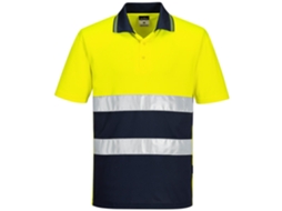 Polo Leve Bicolor De Alta Visibilidade E Manga Curta Azul Marinho E Amarelo / Xxl