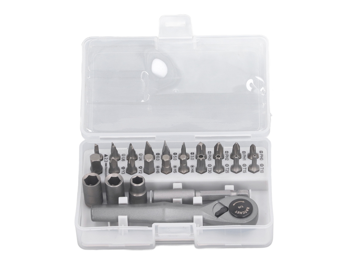 Conjunto de Chave de Roda Dentada Hexagonal com 23 Pontas Aço Crv Multifuncional Mini