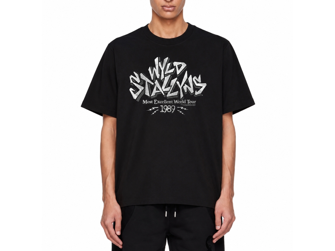 Rockinstone Bill And Ted World Tour Black Adult T-shirt Size:xxl