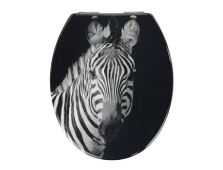 Assento sanitário - Allstar - Zebras - Madeira - Preto e branco - Universal