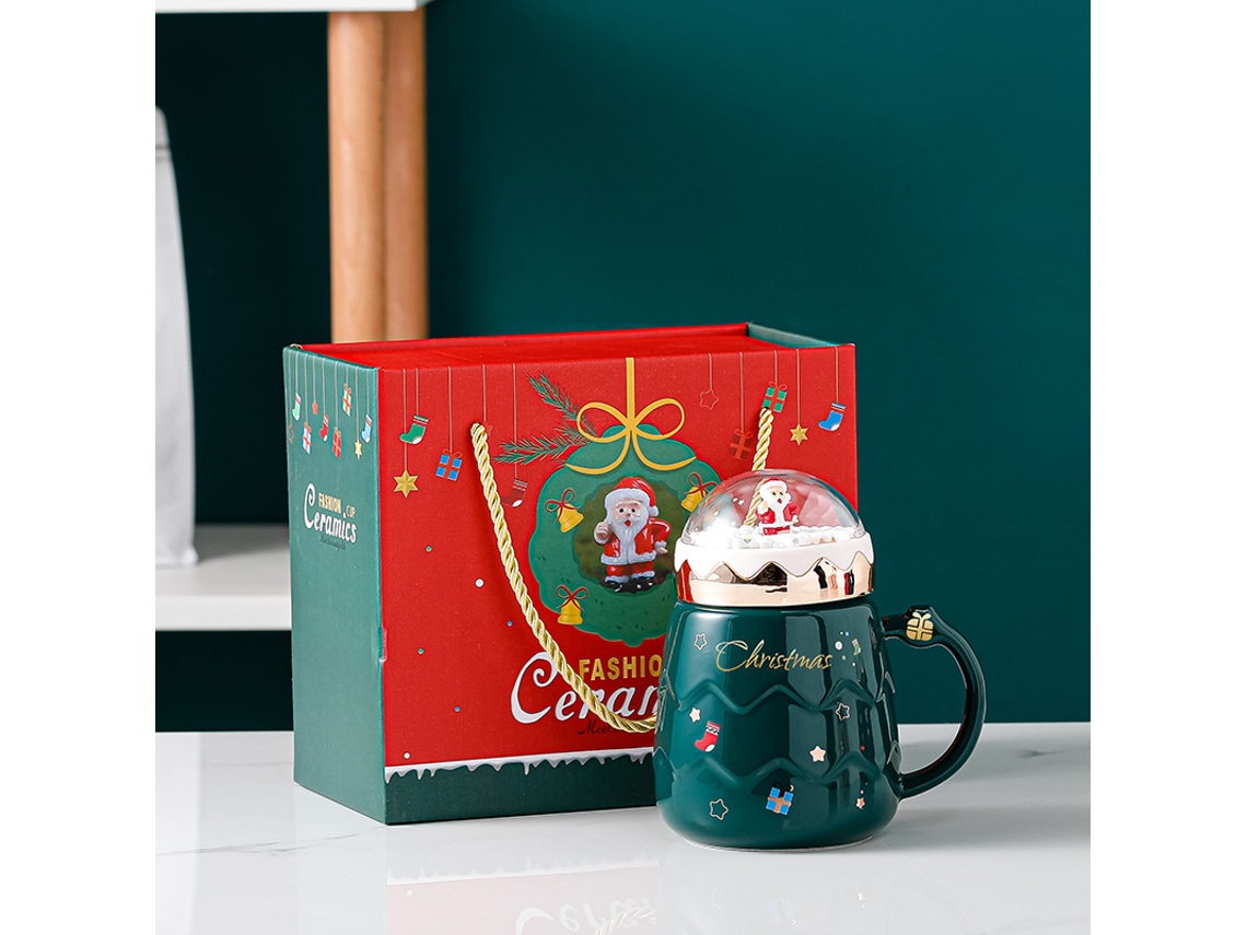 Caneca De Natal, Cerâmica Fofa Com Tampa, Alça E Colher, Chá Reutilizável Papai Noel, Presentes Natal Divertidos Para Mulheres Hom Aquaforge